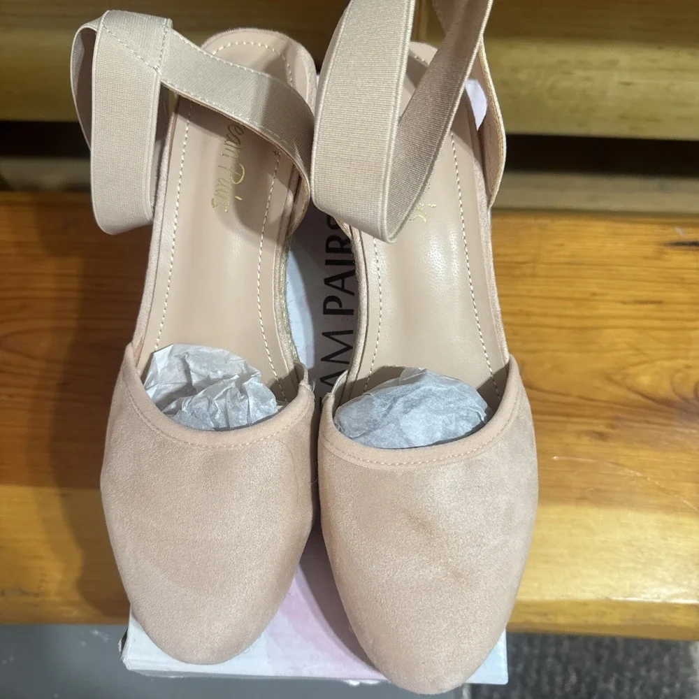 DREAM PAIRS Women Espadrilles Wedge Sandals Sz 9 Elastic Ankle Strap Close Toe